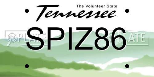 SPIZ86 Tennessee License Plate