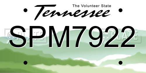 SPM7922 Tennessee License Plate