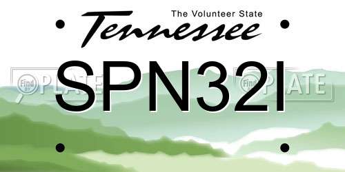 SPN32I Tennessee License Plate