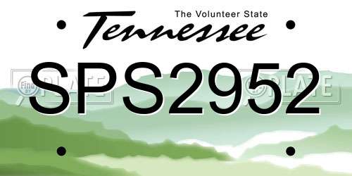 SPS2952 Tennessee License Plate