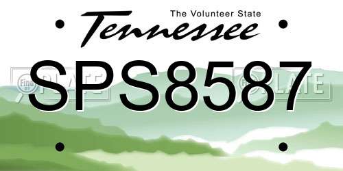 SPS8587 Tennessee License Plate