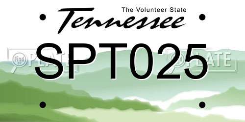 SPT025 Tennessee License Plate