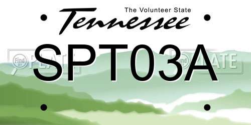 SPT03A Tennessee License Plate