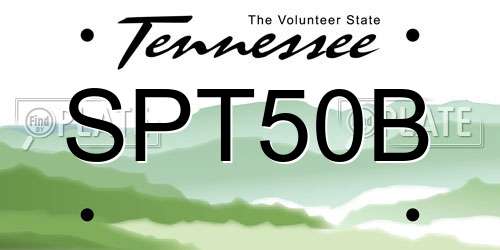 SPT50B Tennessee License Plate