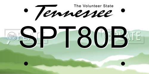 SPT80B Tennessee License Plate