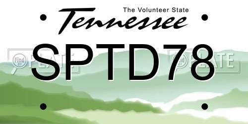 SPTD78 Tennessee License Plate