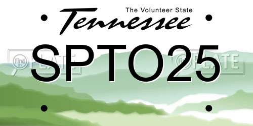 SPTO25 Tennessee License Plate