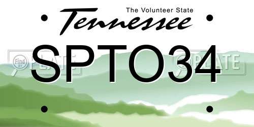 SPTO34 Tennessee License Plate