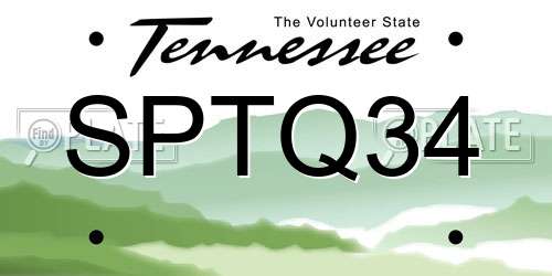 SPTQ34 Tennessee License Plate