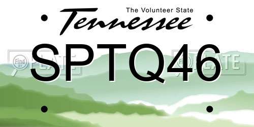 SPTQ46 Tennessee License Plate