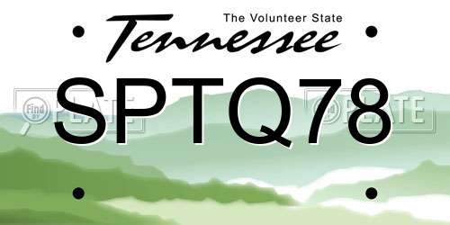 SPTQ78 Tennessee License Plate