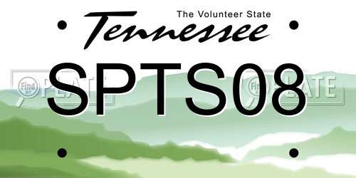 SPTS08 Tennessee License Plate