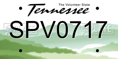 SPV0717 Tennessee License Plate
