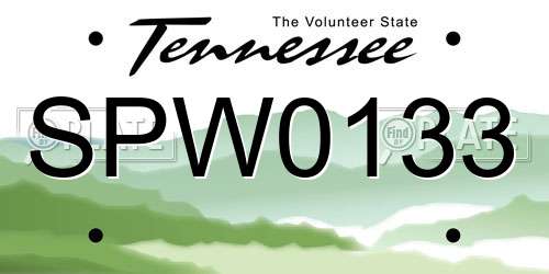 SPW0133 Tennessee License Plate