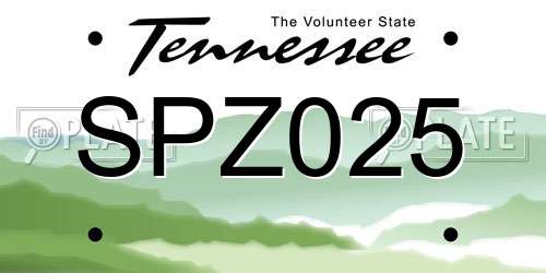 SPZ025 Tennessee License Plate