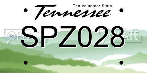 SPZ028 Tennessee License Plate