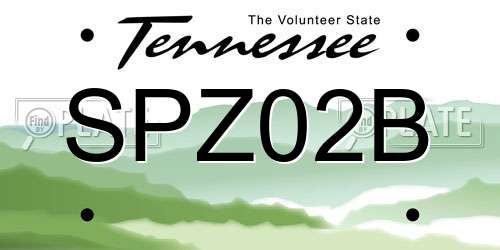 SPZ02B Tennessee License Plate