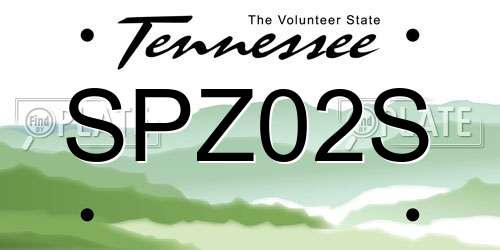 SPZ02S Tennessee License Plate