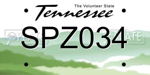 SPZ034 Tennessee License Plate