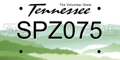 SPZ075 Tennessee License Plate