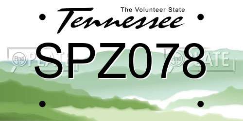 SPZ078 Tennessee License Plate
