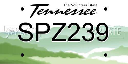 SPZ239 Tennessee License Plate