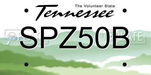 SPZ50B Tennessee License Plate