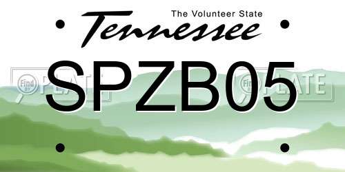 SPZB05 Tennessee License Plate