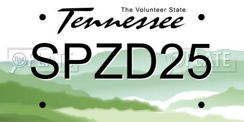 SPZD25 Tennessee License Plate