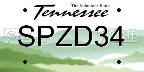 SPZD34 Tennessee License Plate