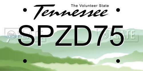 SPZD75 Tennessee License Plate