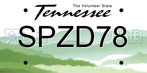 SPZD78 Tennessee License Plate
