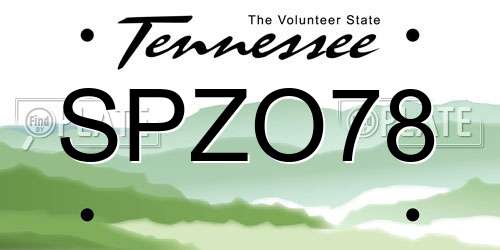 SPZO78 Tennessee License Plate