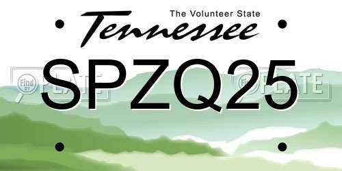 SPZQ25 Tennessee License Plate