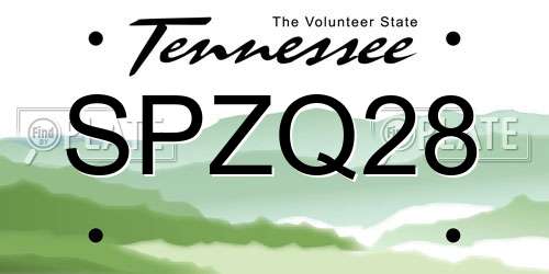 SPZQ28 Tennessee License Plate
