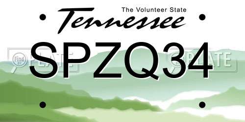 SPZQ34 Tennessee License Plate