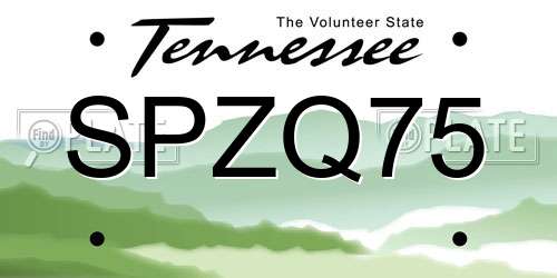 SPZQ75 Tennessee License Plate