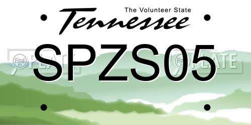 SPZS05 Tennessee License Plate