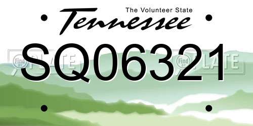 SQ06321 Tennessee License Plate