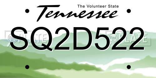 SQ2D522 Tennessee License Plate