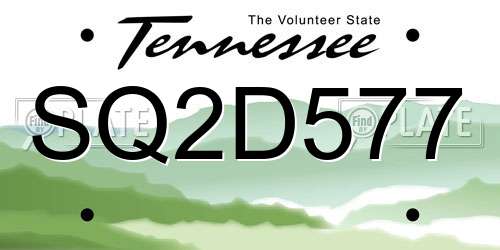 SQ2D577 Tennessee License Plate