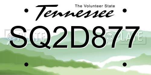 SQ2D877 Tennessee License Plate