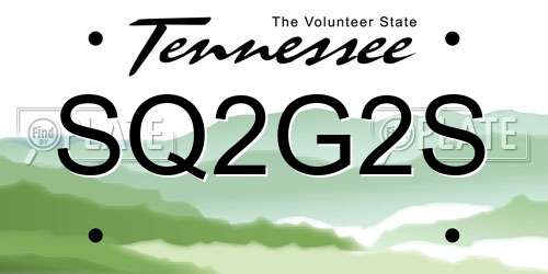 SQ2G2S Tennessee License Plate