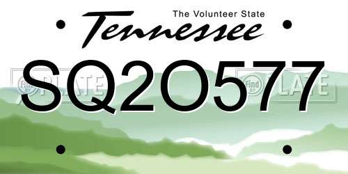 SQ2O577 Tennessee License Plate