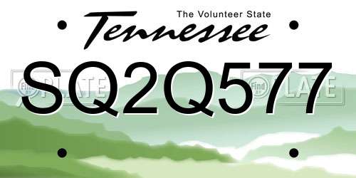 SQ2Q577 Tennessee License Plate