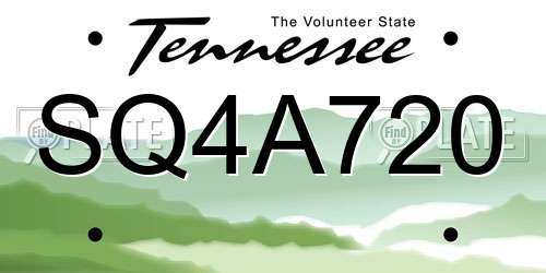 SQ4A720 Tennessee License Plate