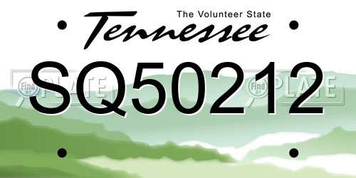 SQ50212 Tennessee License Plate