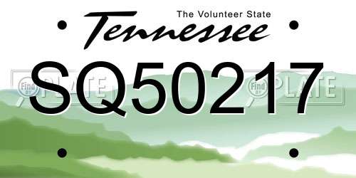 SQ50217 Tennessee License Plate