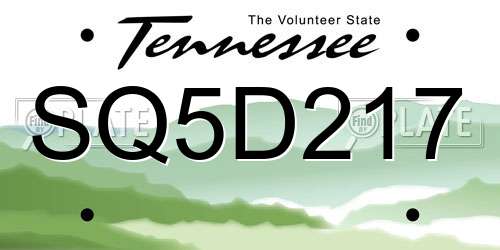 SQ5D217 Tennessee License Plate