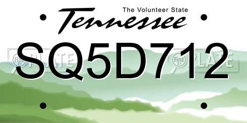 SQ5D712 Tennessee License Plate